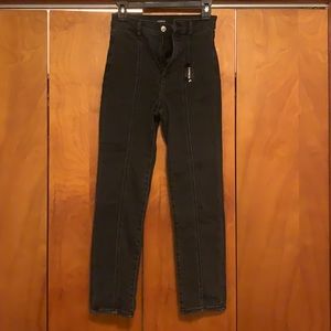 Super High Wasted Black Seamed Slim Jeans